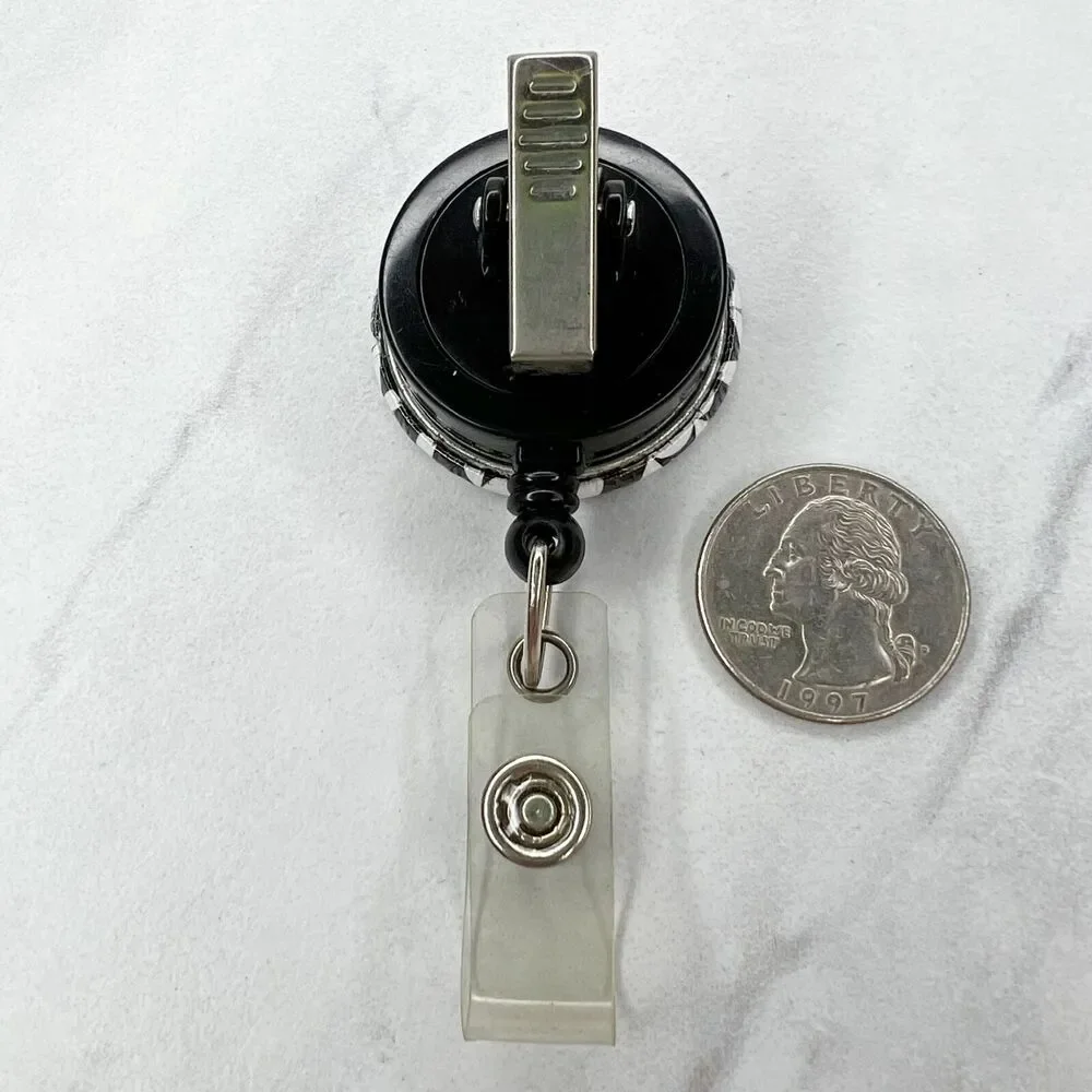 Black Yellow White LPN Nurse Clip On Retractable School Work Badge ID Holder
